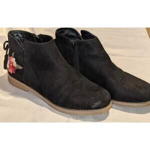 Comfortview The Sienna Women's Vegan Black Suede Embroidered Booties Size 10 W